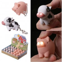 Pig or cow keychain with sound and LED