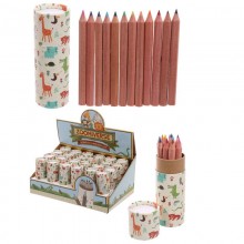 Wooden crayons (12 pieces) in a tube at the Zoo