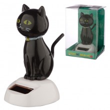 Black Cat Solar Figurine