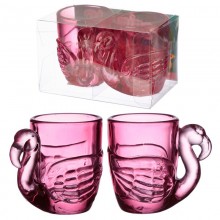 A set of two flamingo glass glasses