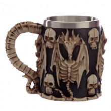 Decorative mug of skull and dragon bones
