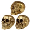 Set of 3 gold Hear No Speak No See No skulls - decoration