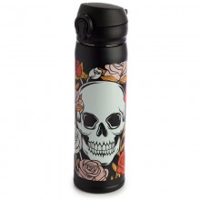 Stainless Steel Bottle Skull and Roses
