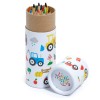 Wooden crayons (12 pieces) in a tractor tube