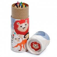 Wooden crayons (12 pieces) in a tube of Zooniverse