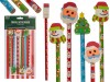Ołówki świąteczne z gumkami Boże Narodzenie - 6 sztuk