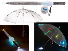 Glowing LED umbrella with a flashlight