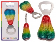 Rainbow testicles bottle opener