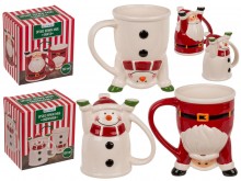 Upside-down Santa Claus or Snowman mug - stoneware