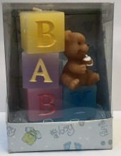 Baby Block with Teddy Bear Candle