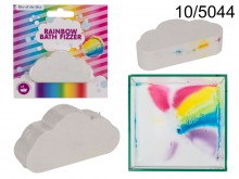 Sparkling bath scent cloud with a rainbow effect