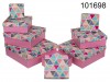 Zestaw 8 pudełek - róż, dekor trójkąty