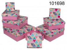 A set of 8 boxes - pink, triangles decor