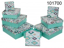 A set of 8 boxes - turquoise, diamond decor
