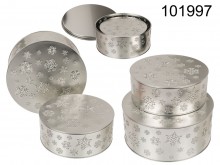Set of 2 Christmas metal cans - silver