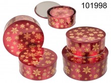Set of 2 Christmas metal cans - red and gold