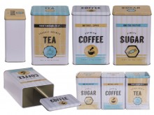 A set of coffee, tea and sugar cans - yellow and ...
