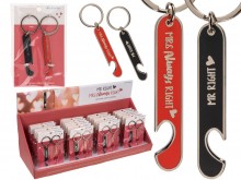 A set of two key rings with an opener Mr Right & ...