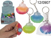Squeeze Shell with Pearl on a Keychain