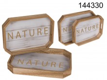 Set of two Nature wooden trays
