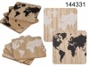 Wooden pads under the cups pattern world map (4 pieces)