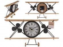 Retro airplane clock XL - wood and metal