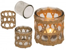 Glass tealight holder seagrass