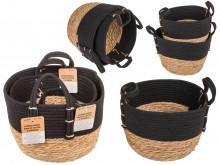 Seagrass baskets 2 pieces - beige - black