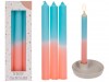 Set of 3 table candles - apricot / turquoise