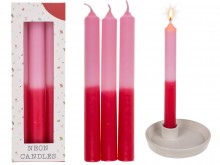 Set of 3 table candles - pink / red