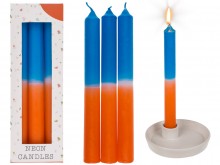 Set of 3 table candles - orange / blue