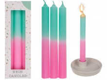 Set of 3 table candles - pink / mint