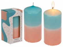 Pillar candle - apricot / turquoise