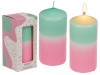 Цилиндрическая свеча - розовая/мята