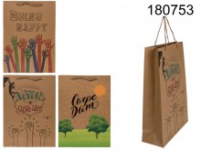 Craft gift bag slogans 25 x 8,5 x 34,5 cm mix
