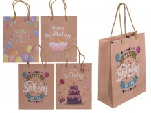 Kraft birthday gift bag 18 x 8 x 23 cm mix