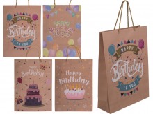 Kraft birthday gift bag  25 x 8,5 x 34,5 cm mix