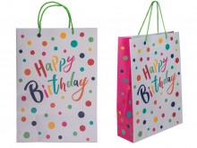Birthday gift bag with polka dots - 25 x 8,5 x ...