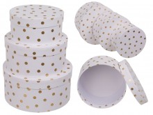 Set of 3 round boxes with gold dots