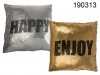 Dekoracyjna poduszka srebrno-złota Enjoy & Happy