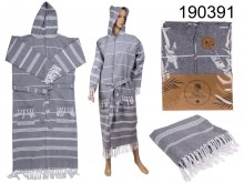 Hammam after-bath robe, gray size S