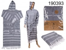 Hammam after-bath robe, gray size L