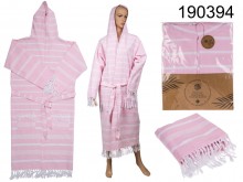 Hammam after-bath robe, pink size S