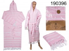Hammam after-bath robe, pink size L