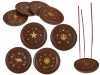 Round wooden stand for 5 incense sticks