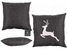 Dekoracyjna poduszka - ciemno szara z jeleniem