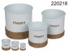 Set of 3 - pots with Happy jute decoration