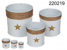 Set of 3 - pots with Star jute decoration