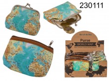 Purse with a map of the world