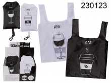 Foldable AM-PM shopping bag